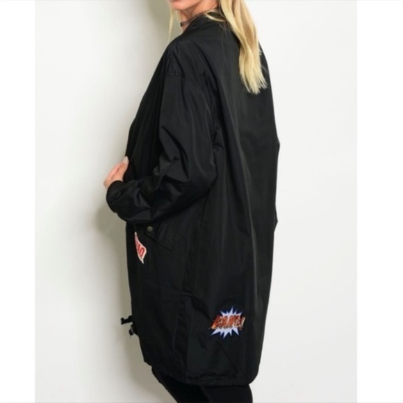 Patch Long Bomber Jacket - Picture 2 of 8